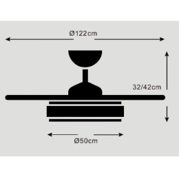 Ventilador ISABELLA XL Niquel P&B - Motor DC Ø50-122cm Luz LED