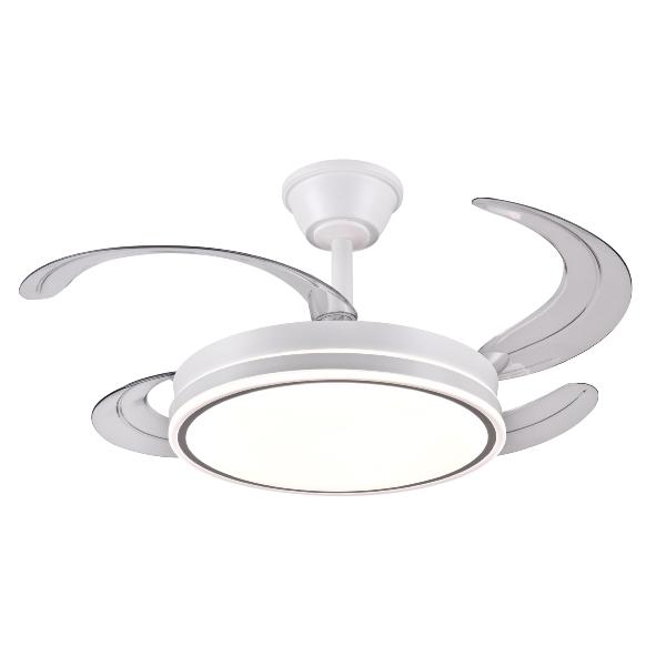 Ventilador retractil Stella S P&B Blanco - Motor DC. luz LED. 40-92cmØ.
