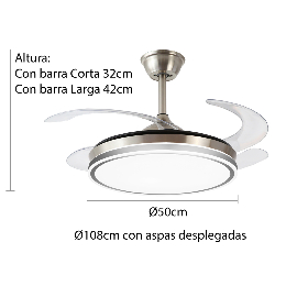 Ventilador AMBRA Blanco P&B - Motor DC Ø50-108cm Luz LED