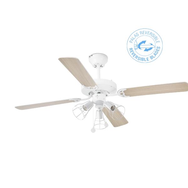 Ventilador Yakarta FARO Blanco + Luz Faro 121cm.Ø