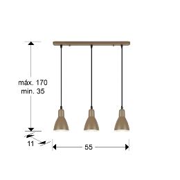I3-AFRA- LAMPARA 3L -MARRON - ILUMINACION i3 By SCHULLER