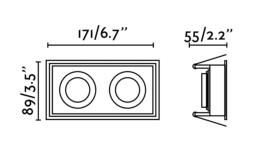 Empotrable Hyde Faro Negro 2 luces 171x89mm