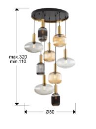 Lampara NORMA 9 luces - Schuller. Bombilla E27