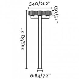 Farola de exterior 3 L. 212 cm. Serie Muffin F3-04 FARO.