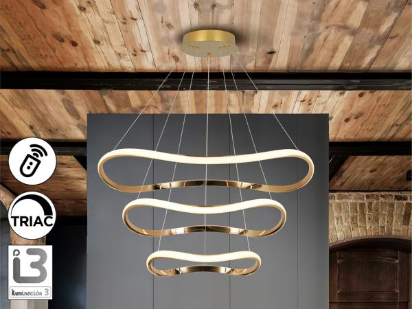 NAOS-LAMPARA ORO ROSA 3 AROS D80 DIM - ILUMINACION i3 By SCHULLER