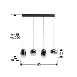 ONICE- LAMPARA 4L NEGRO-SMOKE - SCHULLER