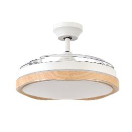 Ventilador BLONDI Blanco Madera Fabrilamp - Motor DC Ø107cm