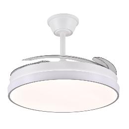 Ventilador Retractil FIONA-L Blanco P&B - Motor DC. luz LED. 50-108cmØ.