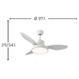 Ventilador HAYATE Mini Blanco-Haya Fabrilamp  Motor DC, luz LED Ø97cm