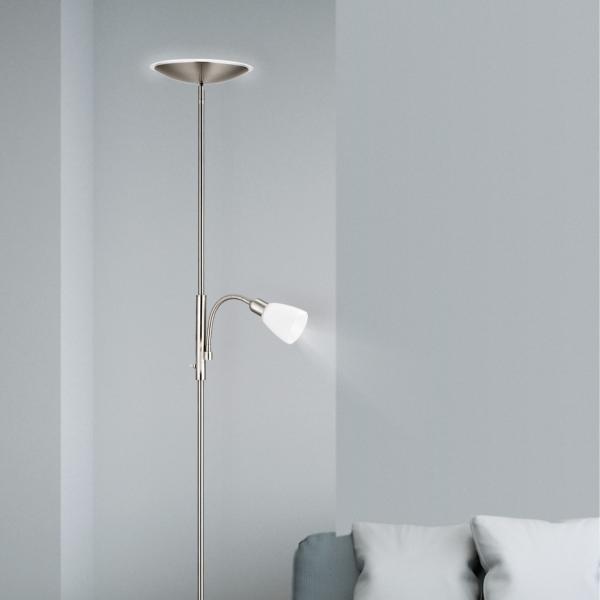 Lampara de pie Atos Níquel Satinado Alemar - Luz LED Regulable