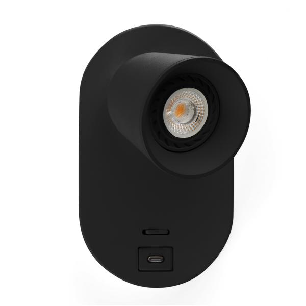 Aplique CORB negro con USB A Faro Barcelona