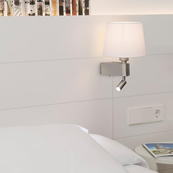 Aplique Room Faro con Lector - Pantalla blanca textil