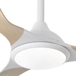 Ventilador Caiman Blanco Haya Fabrilamp - Motor DC. 89cm Ø. Luz LED