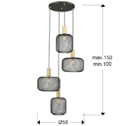 Lampara OSIRIS 4 luces Negro - Schuller. Bombilla LED E27