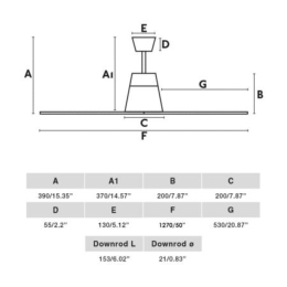 Ventilador WINCHE negro FARO sin Luz - IP44 Ø127cm
