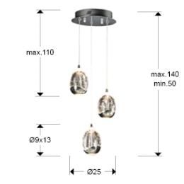 Lámpara Rocio Schuller - 3 Colgantes cromo LED