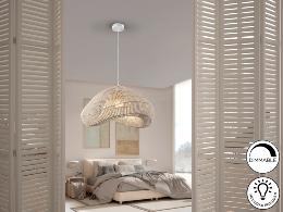 SABAH- LAMPARA RATAN BLANCO 55CM - SCHULLER