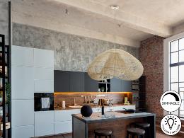 SABAH - LAMPARA RATAN BLANCO 100CM - SCHULLER