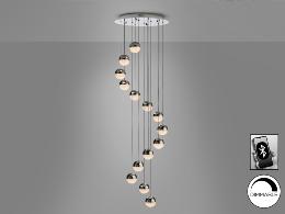 Colgante Sphere Schuller 14 bolas cromo LED