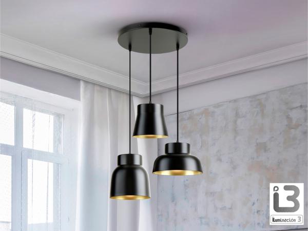 VULCANO LAMP 3L D50- NEGRO/ORO - ILUMINACION i3 By SCHULLER