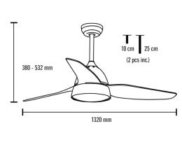 Ventilador Brisa MIMAX  132cm. Motor DC y luz LED