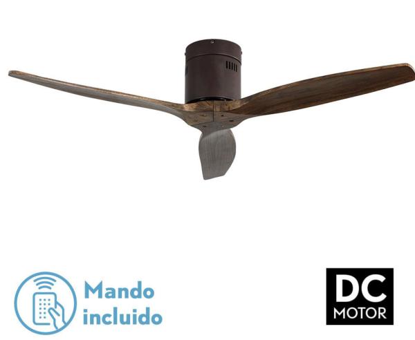 Ventilador AGUILON Marrón- Sin luz - Fabrilamp motor DC. 132cm.Ø