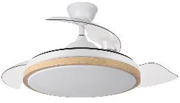 Ventilador EVROS Blanco-Madera Fabrilamp - Motor DC Ø107cm