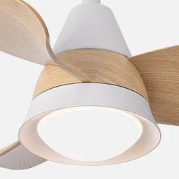 Ventilador Jaguar Blanco Haya Fabrilamp - Motor DC. 96cm Ø. Luz LED