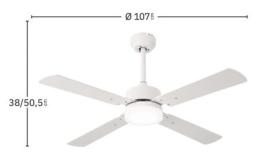 Ventilador HUPE Led Blanco - Fabrilamp  Motor DC Ø107cm