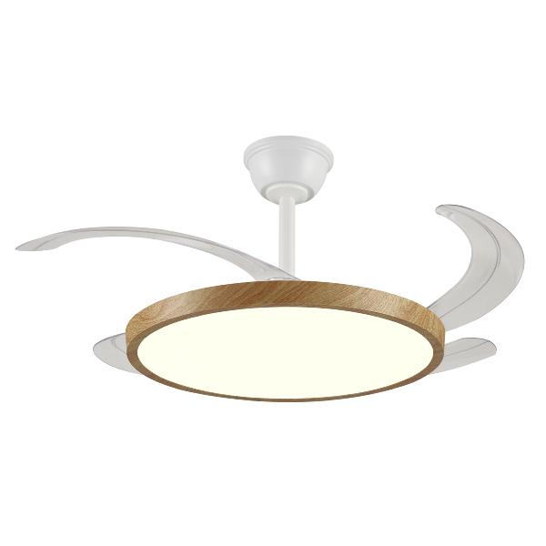 Ventilador Retractil Melody-L Blanco/Madera PB - Motor DC. 48-108cmØ.