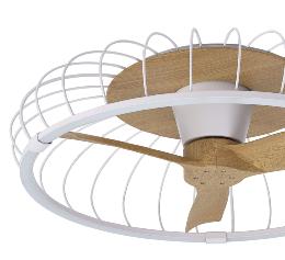 Ventilador NATURE Blanco/Haya - Mantra. Luz LED Ø79cm