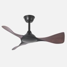 Ventilador Caiman Negro Roble Fabrilamp - Motor DC. 89cm Ø. Luz LED