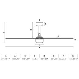 Ventilador PUNT FARO Blanco / Madera con luz LED 130cm.Ø