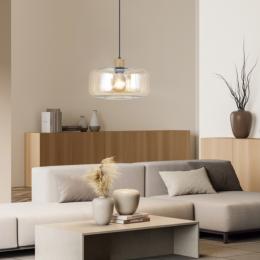 Colgante 1 L CAIRA negro/ambar 1 x 60w e-27 - ALEMAR