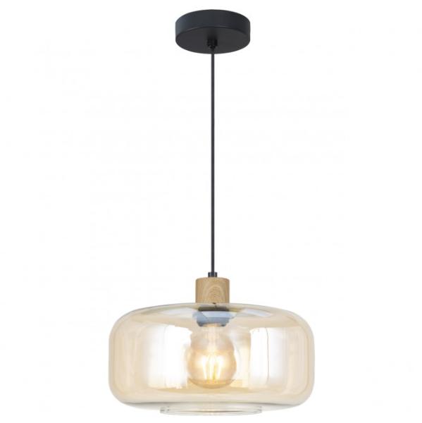 Colgante 1 L CAIRA negro/ambar 1 x 60w e-27 - ALEMAR