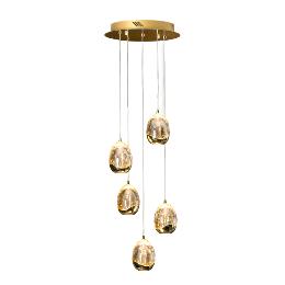 Lampara Rocio Schuller - 5 Colgantes oro - LED