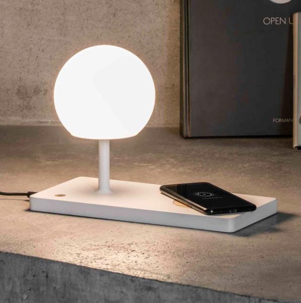 Sobremesa NIKO GLASS Con cargador movil blanco Faro
