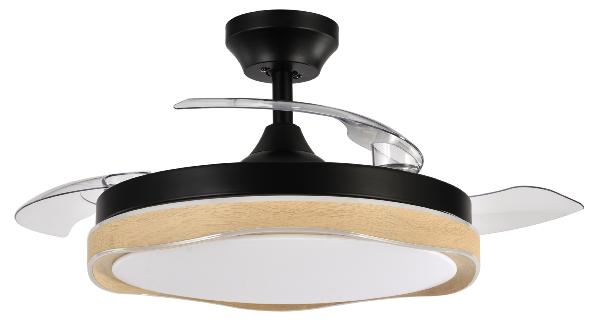 Ventilador BLONDI Negro Madera Fabrilamp - Motor DC Ø107cm