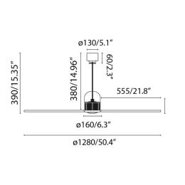 Ventilador DECO FAN Negro FARO - Motor DC Sin luz 128cm.Ø
