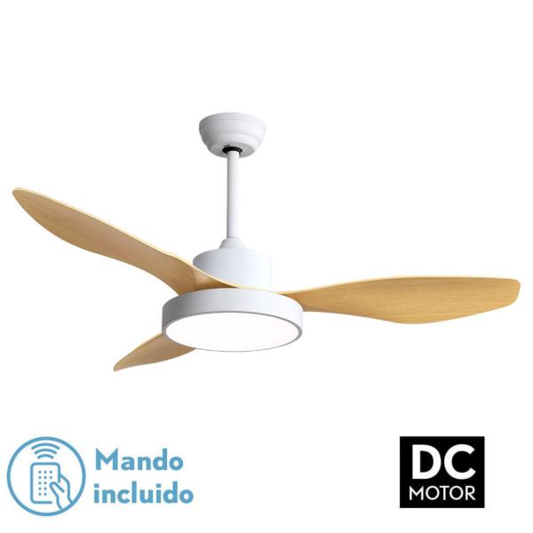 Ventilador HAYATE Blanco / Haya Fabrilamp  Motor DC, luz LED Ø120cm