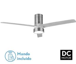 Ventilador TEO Níquel/Gris - Fabrilamp  Motor DC, luz LED Ø139cm