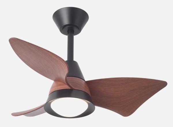 Ventilador Jaguar Negro Roble Fabrilamp - Motor DC. 96cm Ø. Luz LED