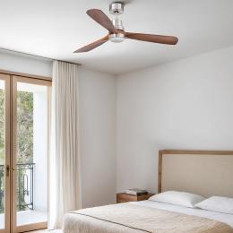 Ventilador LANTAU L FARO Nogal Niquel Luz LED Ø132cm