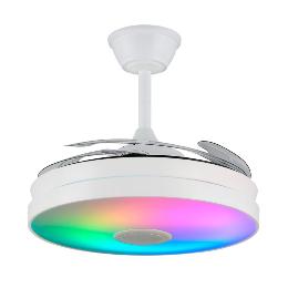 Ventilador MINA Blanco Musical P&B - Motor DC Ø50-108cm Luz LED RGB