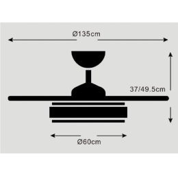 Ventilador AMBRA XXL Blanco P&B - Motor DC Ø60-135cm Luz LED