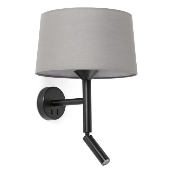 Aplique WINDSOR negro/gris con lector LED Faro