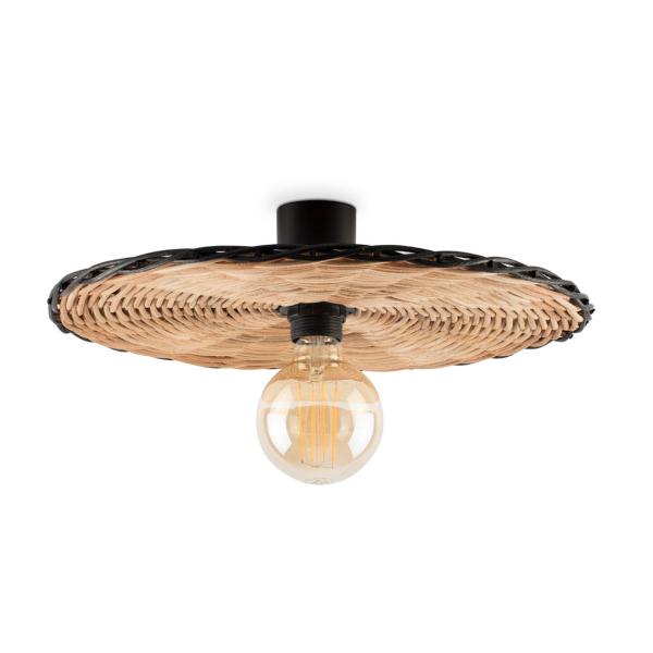 Plafón/Aplique COSTAS negra/ratán Ø60cm Faro 