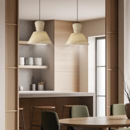 Colgante CARLO madera 1 x 60w e-27 - ALEMAR