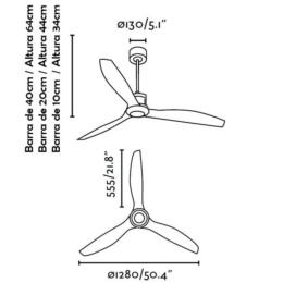 Ventilador Justfan oro viejo Faro 128cm.Ø