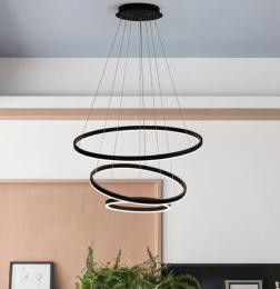 Lampara KELEKTRON - HOOP 4 colgante negra 3 aros LED 